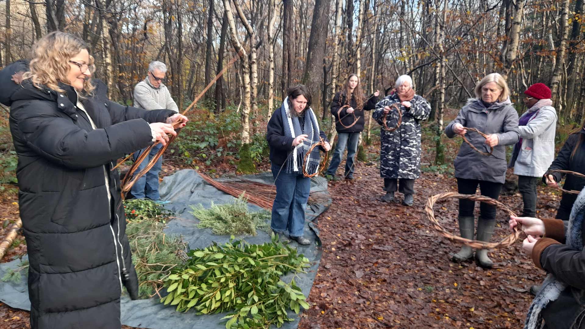 The Woodland Project Sussex parent group weaving wreaths
